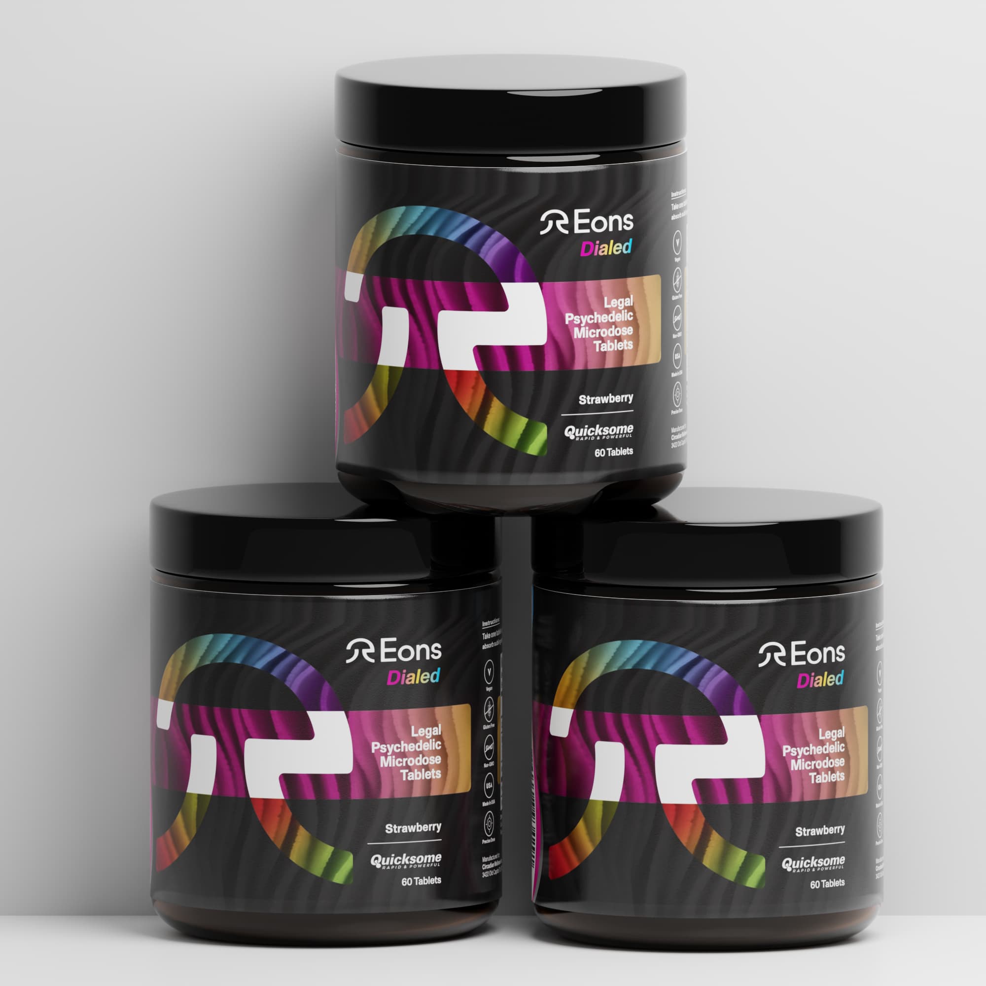 A stack of three Eons Dialed products